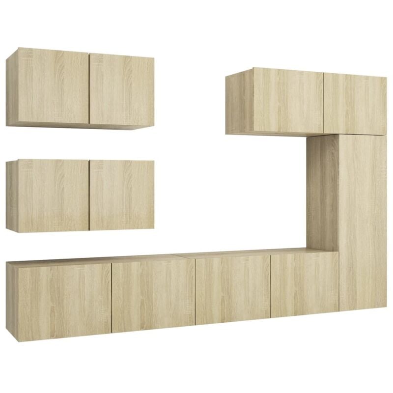 

vidaXL Muebles de pared de TV 6 pzas aglomerado color roble Sonoma - Marrón