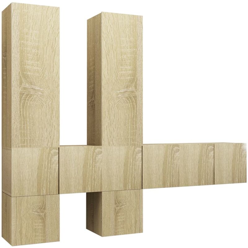 

Muebles de pared de TV 7 pzas aglomerado color roble Sonoma - Marrón - Vidaxl