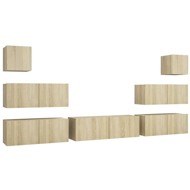 

Muebles de pared de TV 7 pzas aglomerado color roble Sonoma - Marrón - Vidaxl