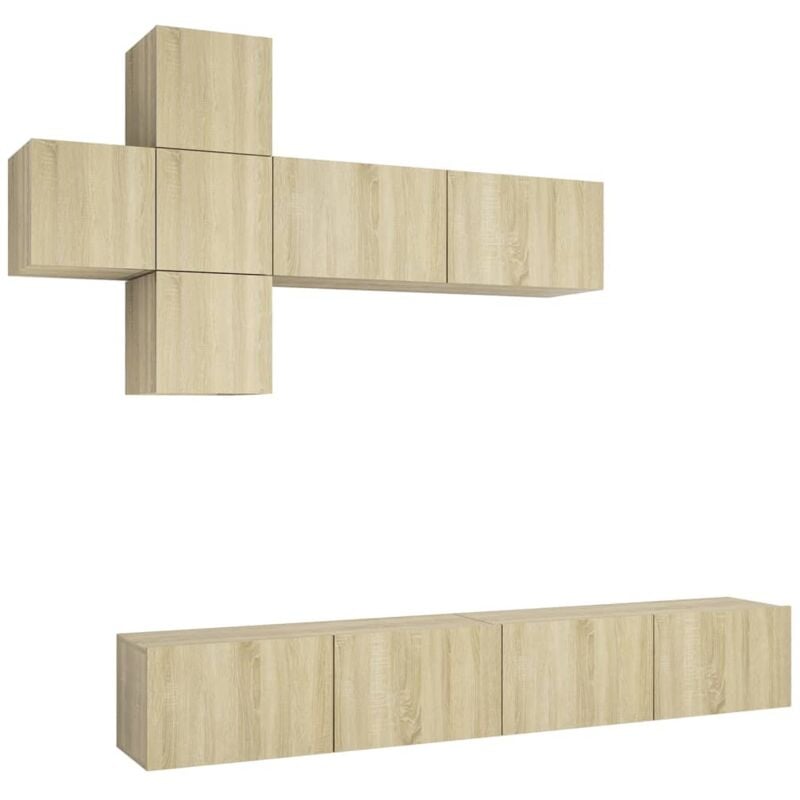 

Muebles de pared de TV 7 pzas aglomerado color roble Sonoma - Marrón - Vidaxl
