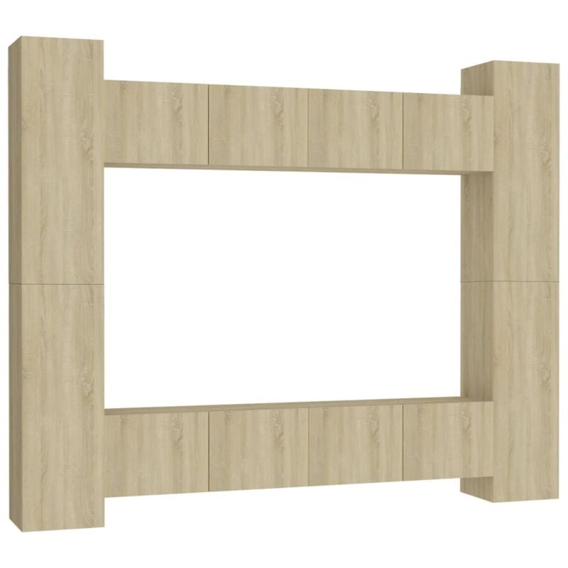 

Muebles de pared de TV 8 pzas aglomerado color roble Sonoma - Marrón - Vidaxl