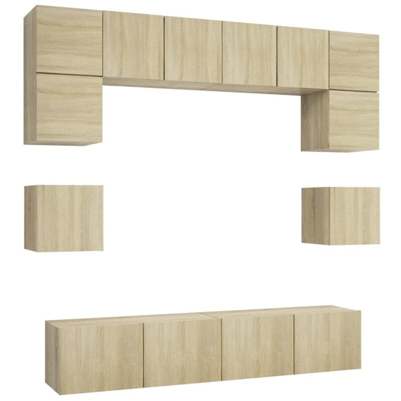 

Muebles de pared de TV 8 pzas aglomerado color roble Sonoma - Marrón - Vidaxl