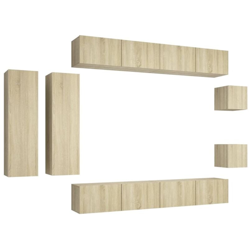 

Vidaxl - Muebles de pared de TV 8 pzas aglomerado color roble Sonoma - Marrón