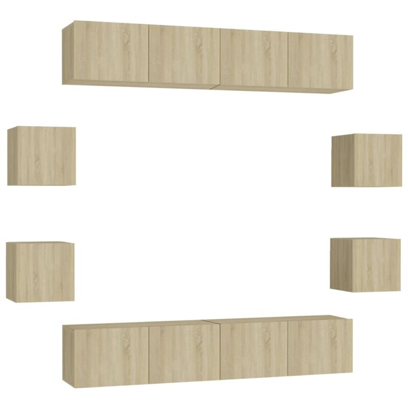 

Muebles de pared de TV 8 pzas aglomerado color roble Sonoma - Marrón - Vidaxl