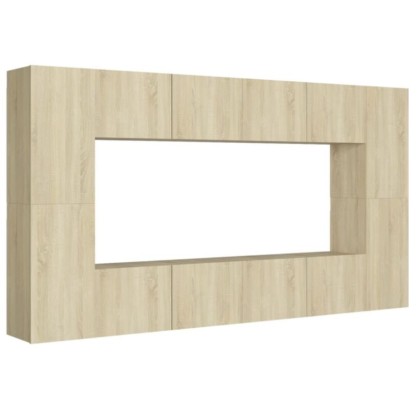 

Muebles de pared de TV 8 pzas aglomerado color roble Sonoma - Marrón - Vidaxl