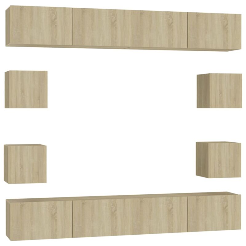 

Muebles de pared de TV 8 pzas aglomerado color roble Sonoma - Marrón - Vidaxl