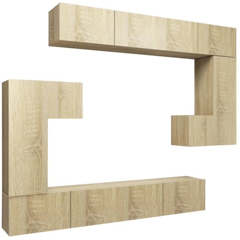 

Muebles de pared de TV 8 pzas aglomerado color roble Sonoma - Marrón - Vidaxl