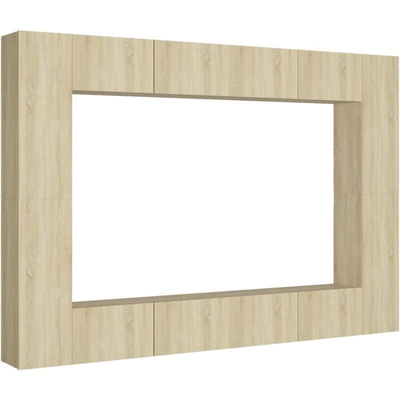 

Muebles de pared de TV 8 pzas aglomerado color roble Sonoma - Marrón - Vidaxl