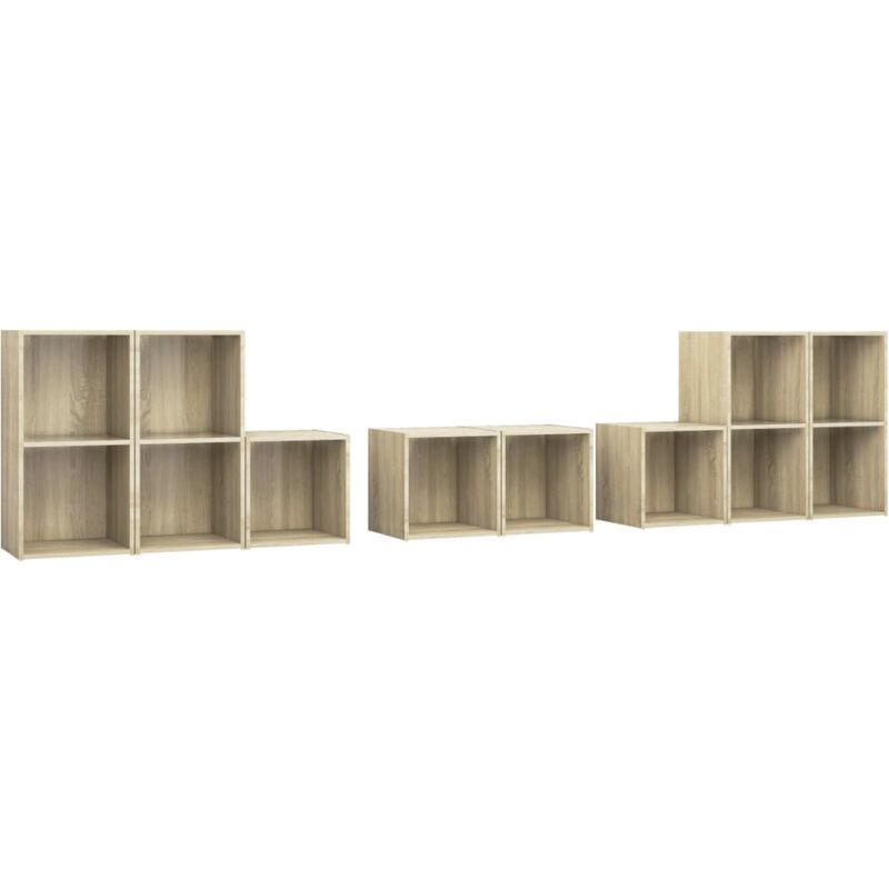 

Muebles de pared de TV 8 pzas aglomerado color roble Sonoma - Marrón - Vidaxl