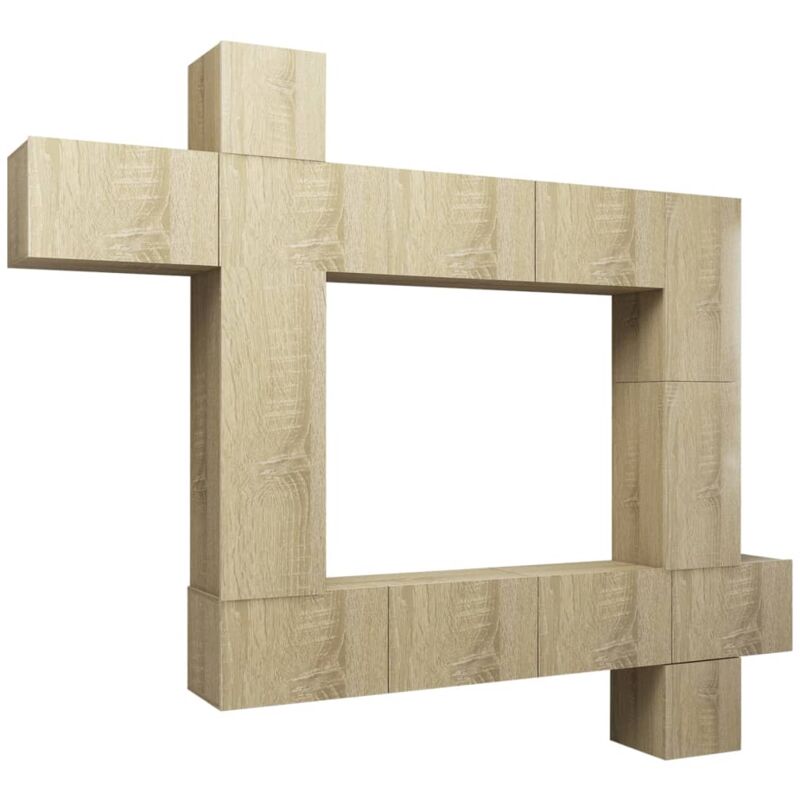 

Muebles de pared de TV 9 pzas aglomerado color roble Sonoma - Marrón - Vidaxl