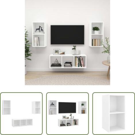 vidaXL Muebles de pared -  Juego de muebles de salón 3 piezas madera ingeniería blanco