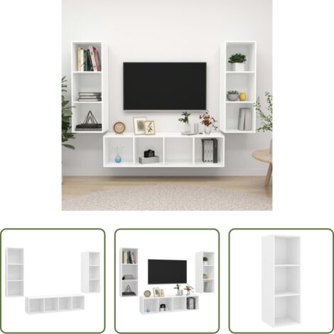 vidaXL Muebles de pared -  Juego de muebles de salón 3 piezas madera ingeniería blanco
