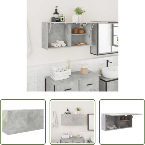 vidaXL Muebles de pared -  Mueble de pared baño madera ingeniería gris hormigón 80x25x40cm