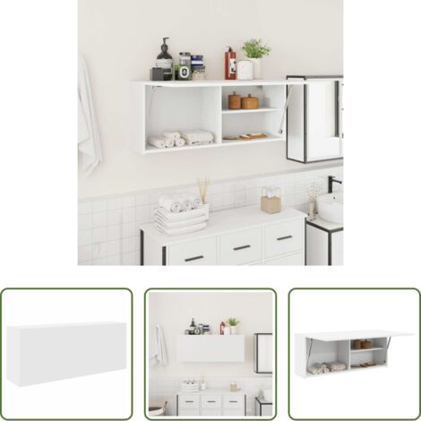 vidaXL Muebles de pared -  Mueble de pared de baño madera ingeniería blanco 100x25x40 cm