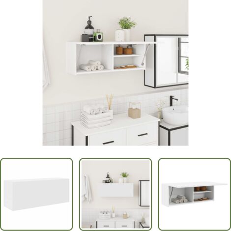 vidaXL Muebles de pared -  Mueble de pared de baño madera ingeniería blanco 80x25x30 cm