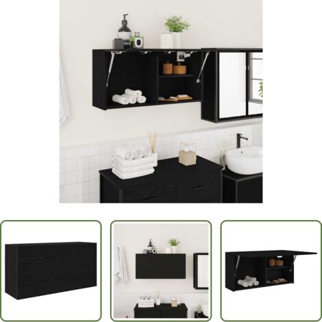 vidaXL Muebles de pared -  Mueble de pared de baño madera ingeniería negro 80x25x40 cm