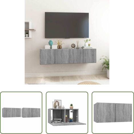 vidaXL Muebles de pared -  Muebles para TV colgantes 2 uds madera gris Sonoma 60x30x30 cm