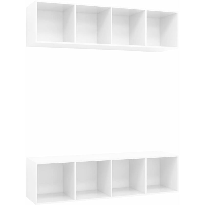 

Muebles de pared para TV 2 uds aglomerado blanco con brillo - Blanco - Vidaxl