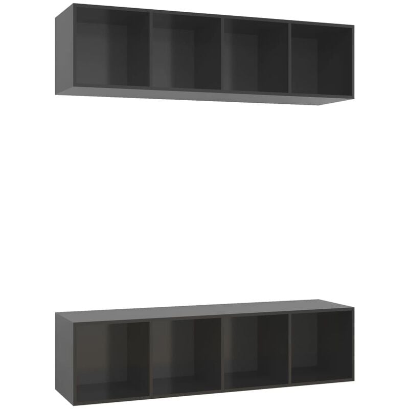 

Muebles de pared para TV 2 uds aglomerado gris con brillo - Gris - Vidaxl