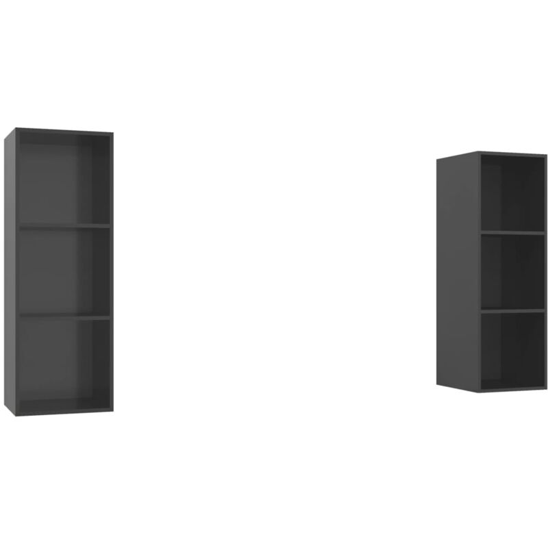 

Muebles de pared para TV 2 uds aglomerado gris con brillo - Gris - Vidaxl