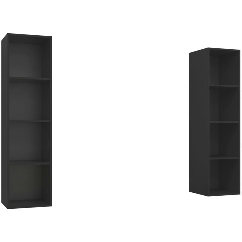 

Muebles de pared para TV 2 uds aglomerado negro - Negro - Vidaxl