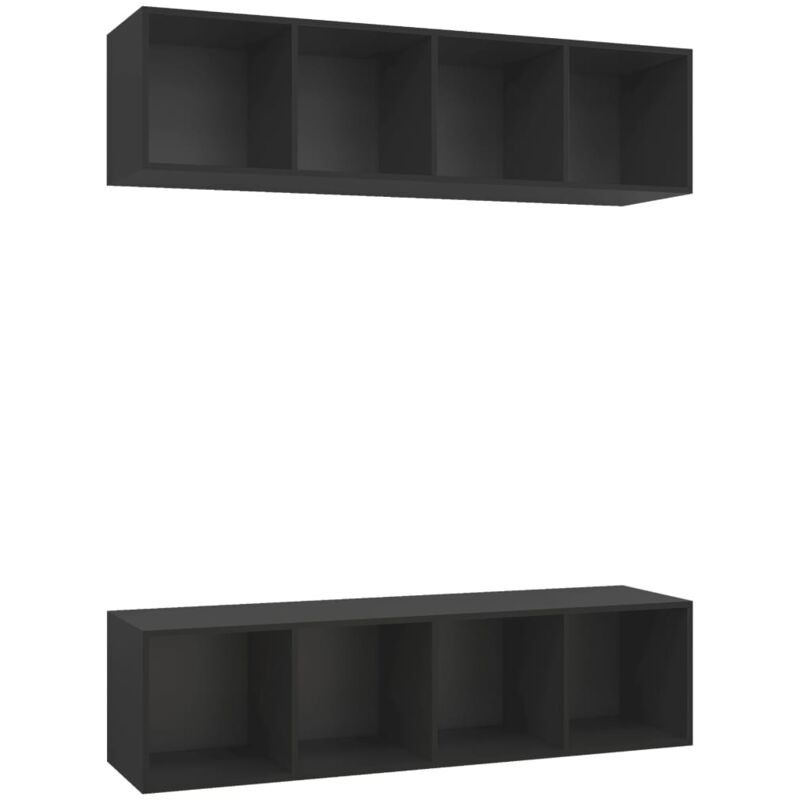 

Muebles de pared para TV 2 uds aglomerado negro - Negro - Vidaxl