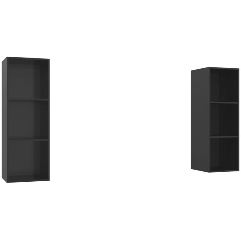 

vidaXL Muebles de pared para TV 2 uds aglomerado negro con brillo - Negro