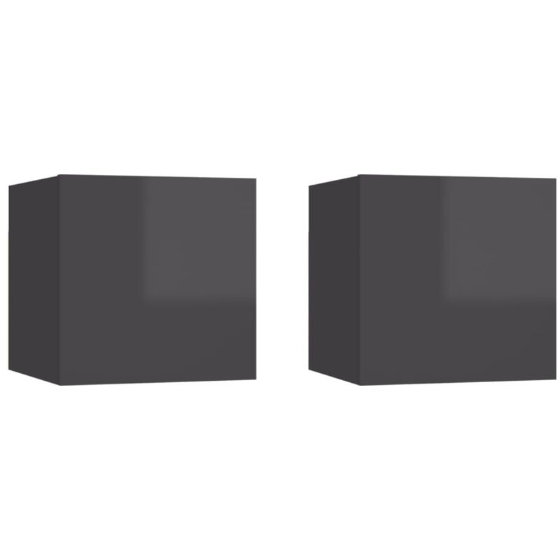 

vidaXL Muebles de pared para TV 2 uds gris con brillo 30,5x30x30 cm - Gris