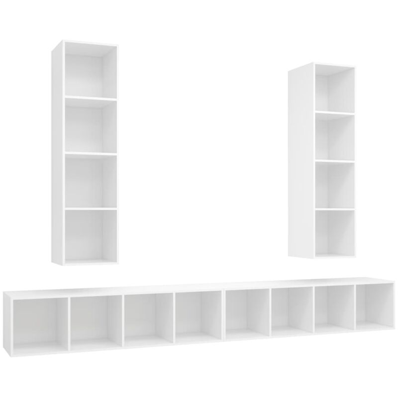 

Muebles de pared para TV 4 piezas aglomerado blanco - Blanco - Vidaxl