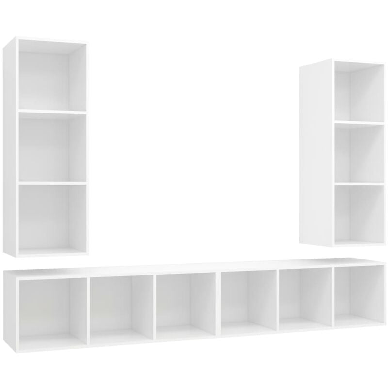 

Muebles de pared para TV 4 piezas aglomerado blanco - Blanco - Vidaxl