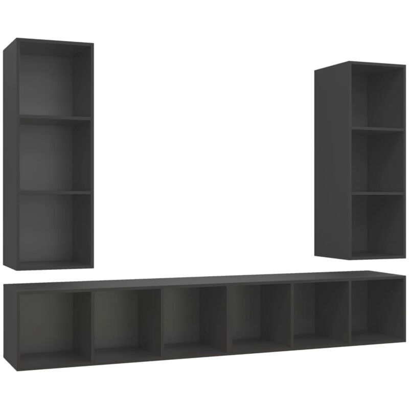 

Muebles de pared para TV 4 piezas aglomerado gris - Gris - Vidaxl