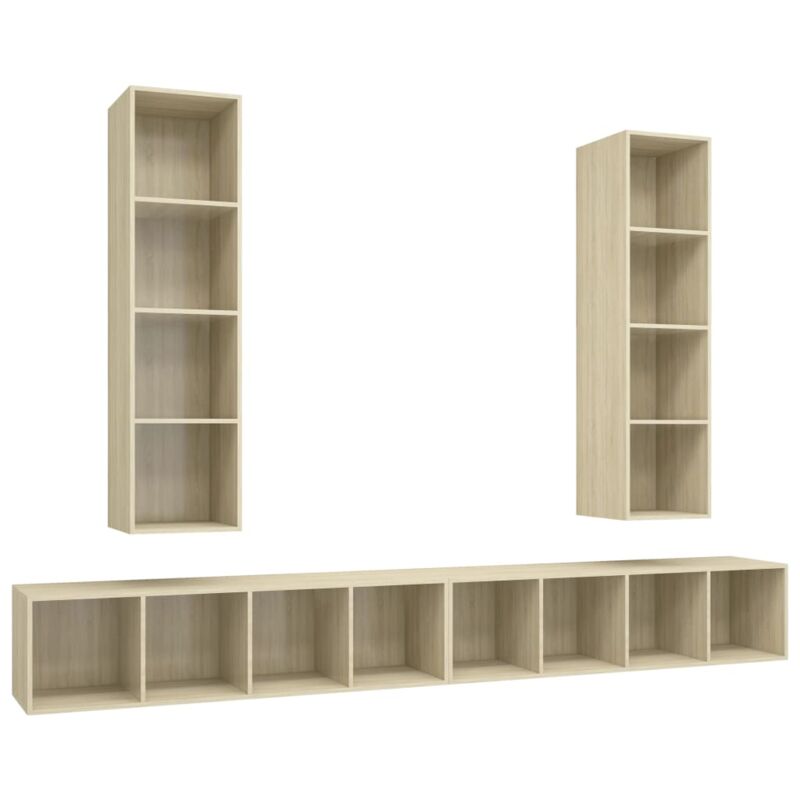 

Muebles de pared para TV 4 pzas aglomerado color roble Sonoma - Marrón - Vidaxl