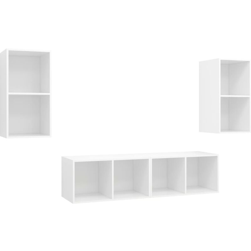 

Muebles de pared para TV 4 uds aglomerado blanco - Blanco - Vidaxl