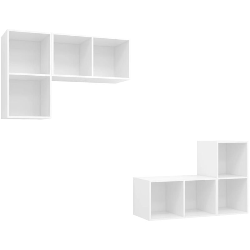 

Muebles de pared para TV 4 uds aglomerado blanco - Blanco - Vidaxl