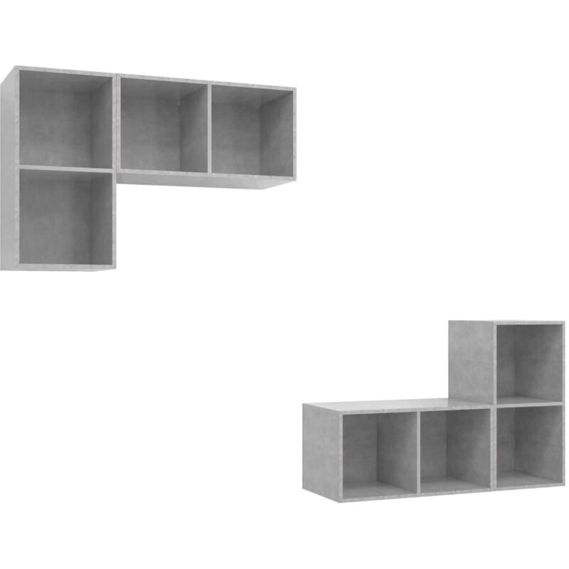

Muebles de pared para TV 4 uds aglomerado gris - Gris - Vidaxl