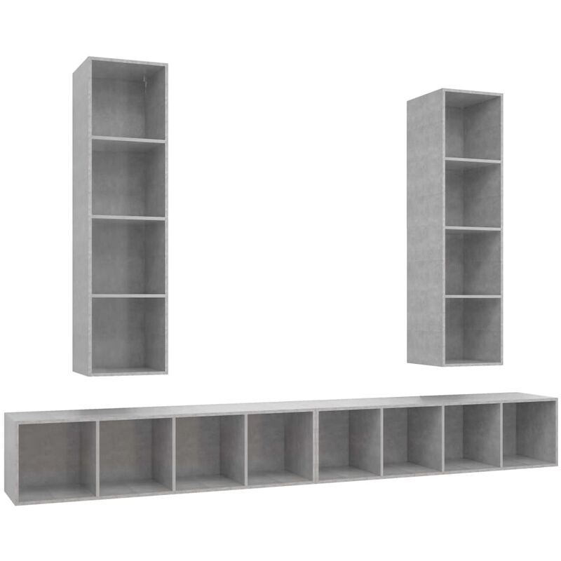 

Muebles de pared para TV 4 uds aglomerado gris hormigón - Gris - Vidaxl