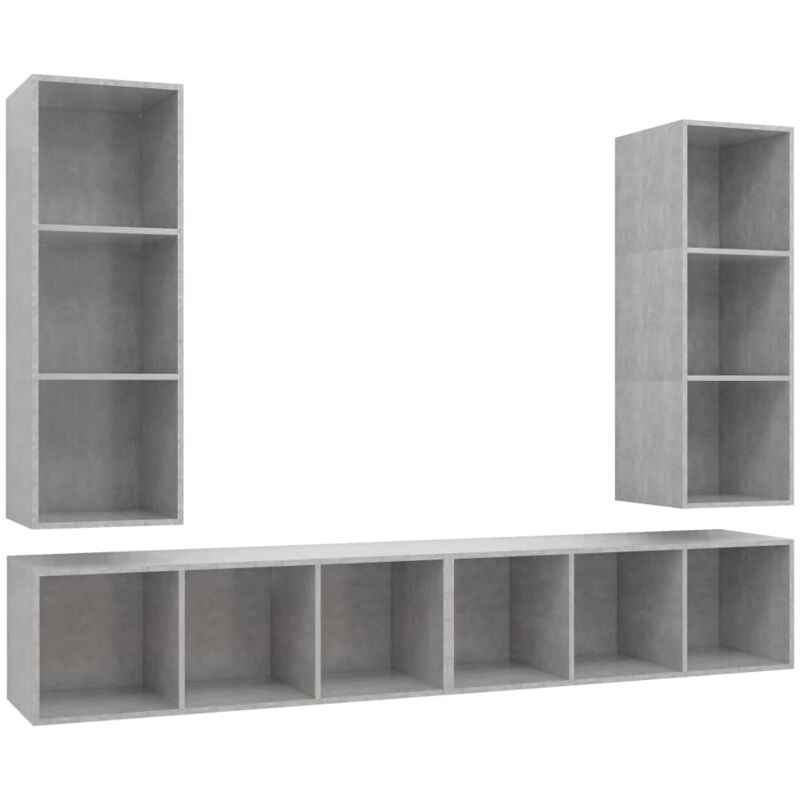 

Muebles de pared para TV 4 uds aglomerado gris hormigón - Gris - Vidaxl