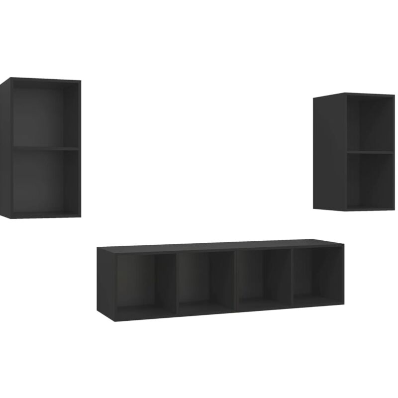 

Muebles de pared para TV 4 uds aglomerado negro - Negro - Vidaxl