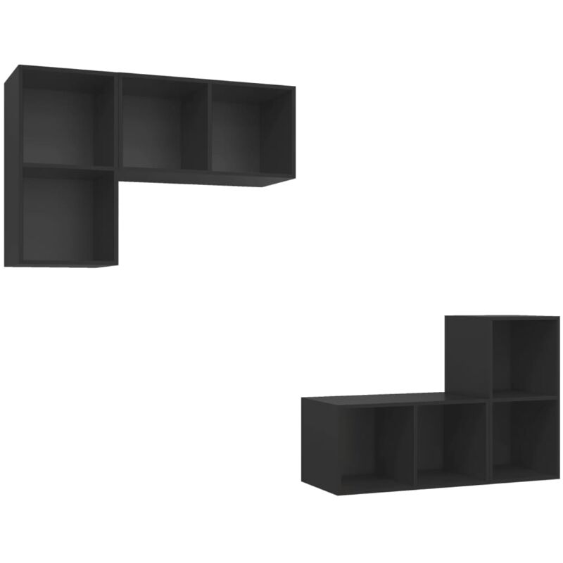 

Muebles de pared para TV 4 uds aglomerado negro - Negro - Vidaxl