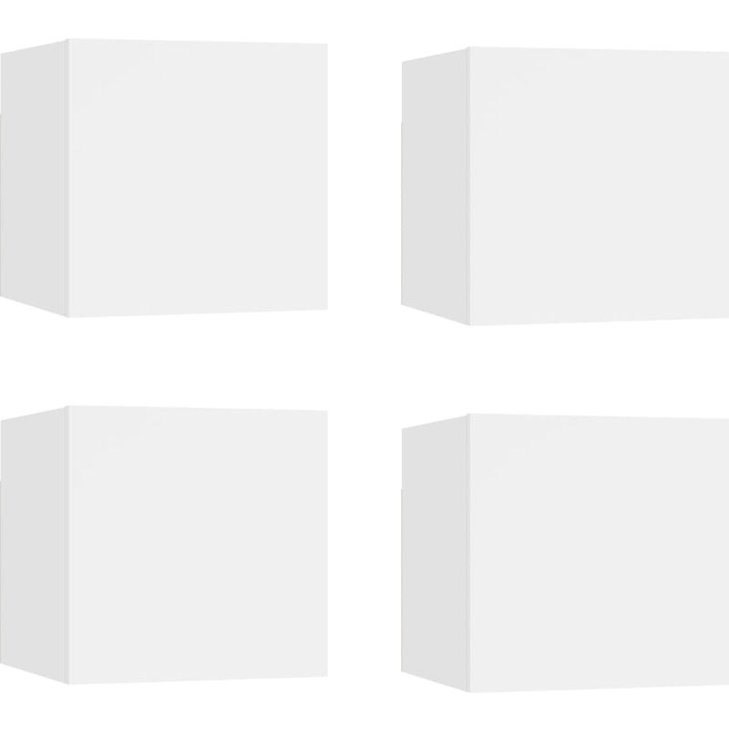 

vidaXL Muebles de pared para TV 4 uds blanco 30,5x30x30 cm - Blanco