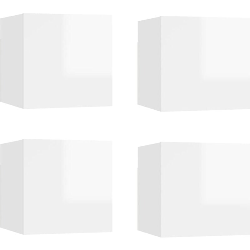 

vidaXL Muebles de pared para TV 4 uds blanco con brillo 30,5x30x30 cm - Blanco