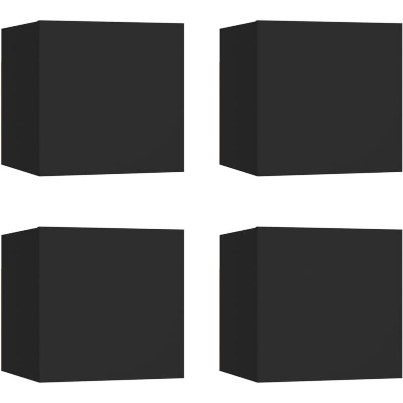 

vidaXL Muebles de pared para TV 4 uds negro 30,5x30x30 cm - Negro