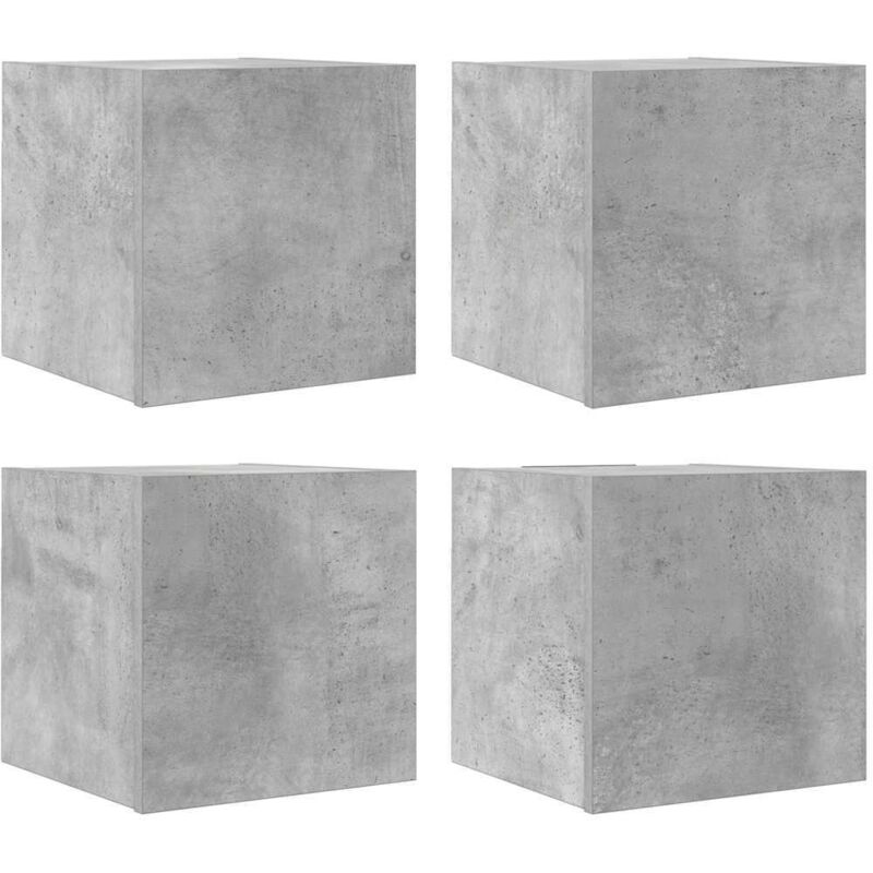 

vidaXL Muebles de pared para TV 4 unidades gris hormigón 30,5x30x30 cm - Gris