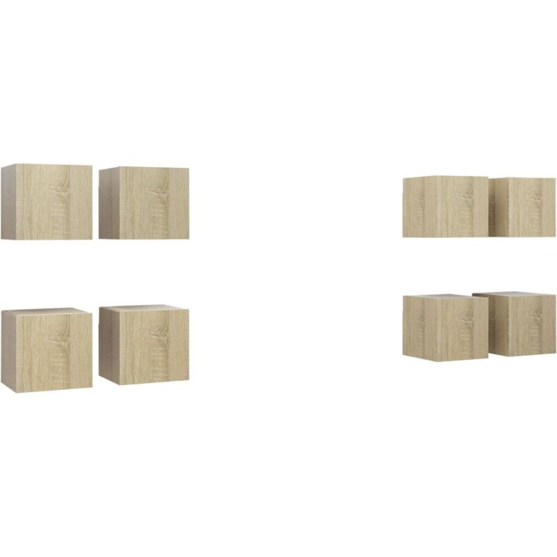 

vidaXL Muebles de pared para TV 8 uds color roble Sonoma 30,5x30x30cm - Marrón
