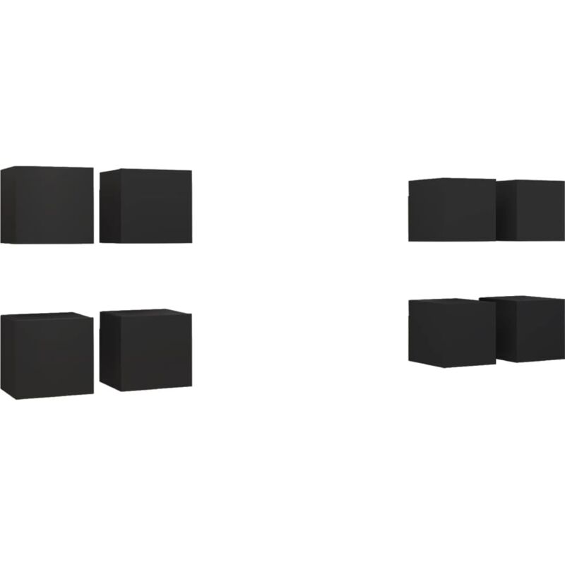 

Muebles de pared para TV 8 uds negro 30,5x30x30 cm - Negro - Vidaxl