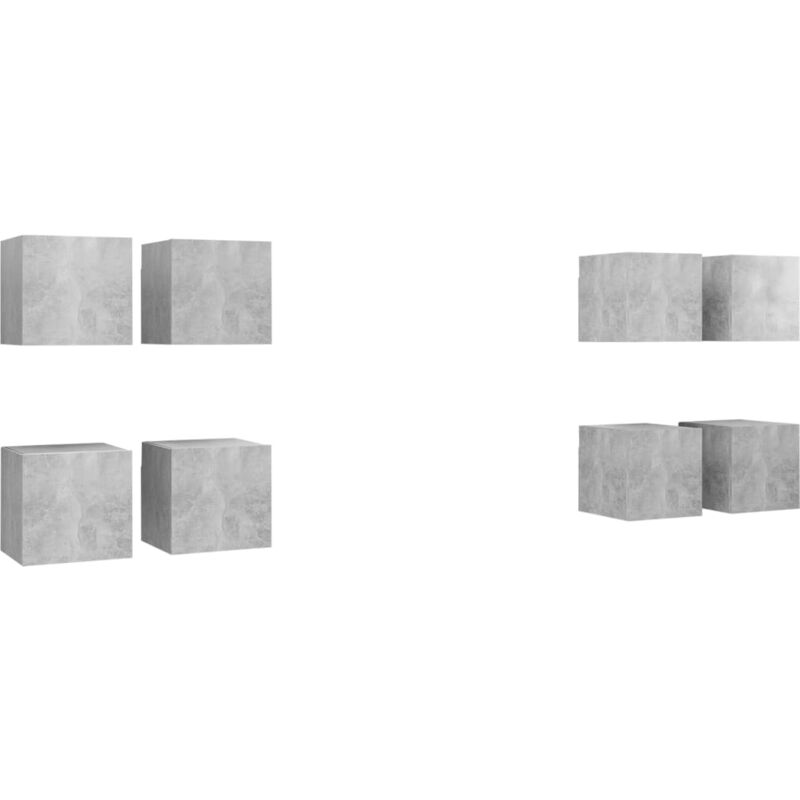

Vidaxl - Muebles de pared para TV 8 unidades gris hormigón 30,5x30x30 cm - Gris