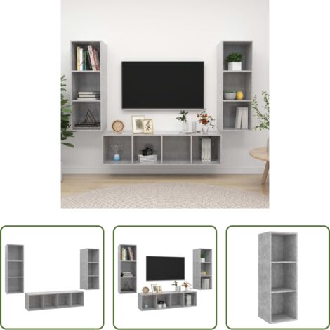 vidaXL Muebles de pared -  Set de muebles de salón 3 pzas madera ingeniería gris hormigón