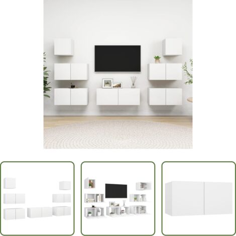 vidaXL Muebles de pared -  Set de muebles de salón TV 7 piezas madera de ingeniería blanco