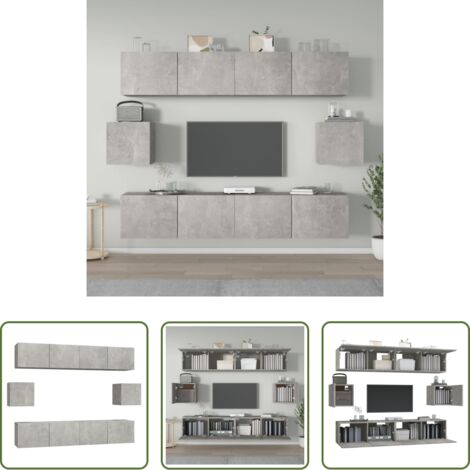 vidaXL Muebles de pared -  Set de muebles de TV 6 pzas madera contrachapada gris hormigón