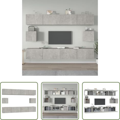 vidaXL Muebles de pared -  Set de muebles de TV 6 pzas madera contrachapada gris hormigón